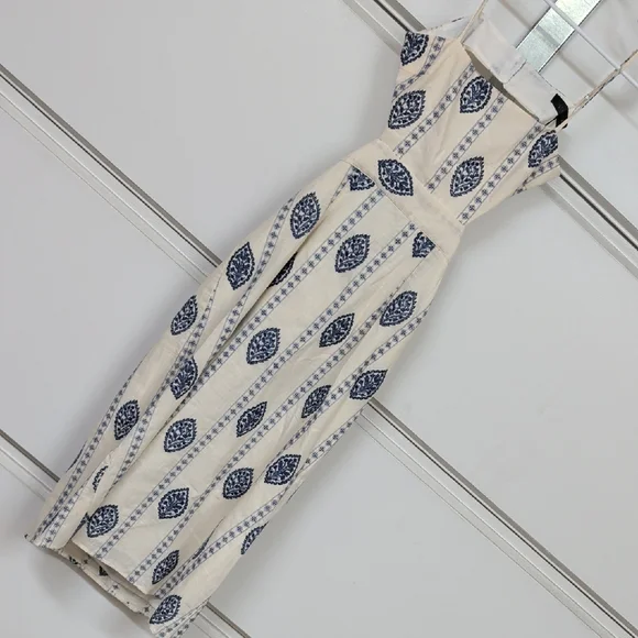 Zara womenWhite and Blue Embroidered Cutout Midi Dress Strappy M NWT 3376/929 - Picture 3 of 8